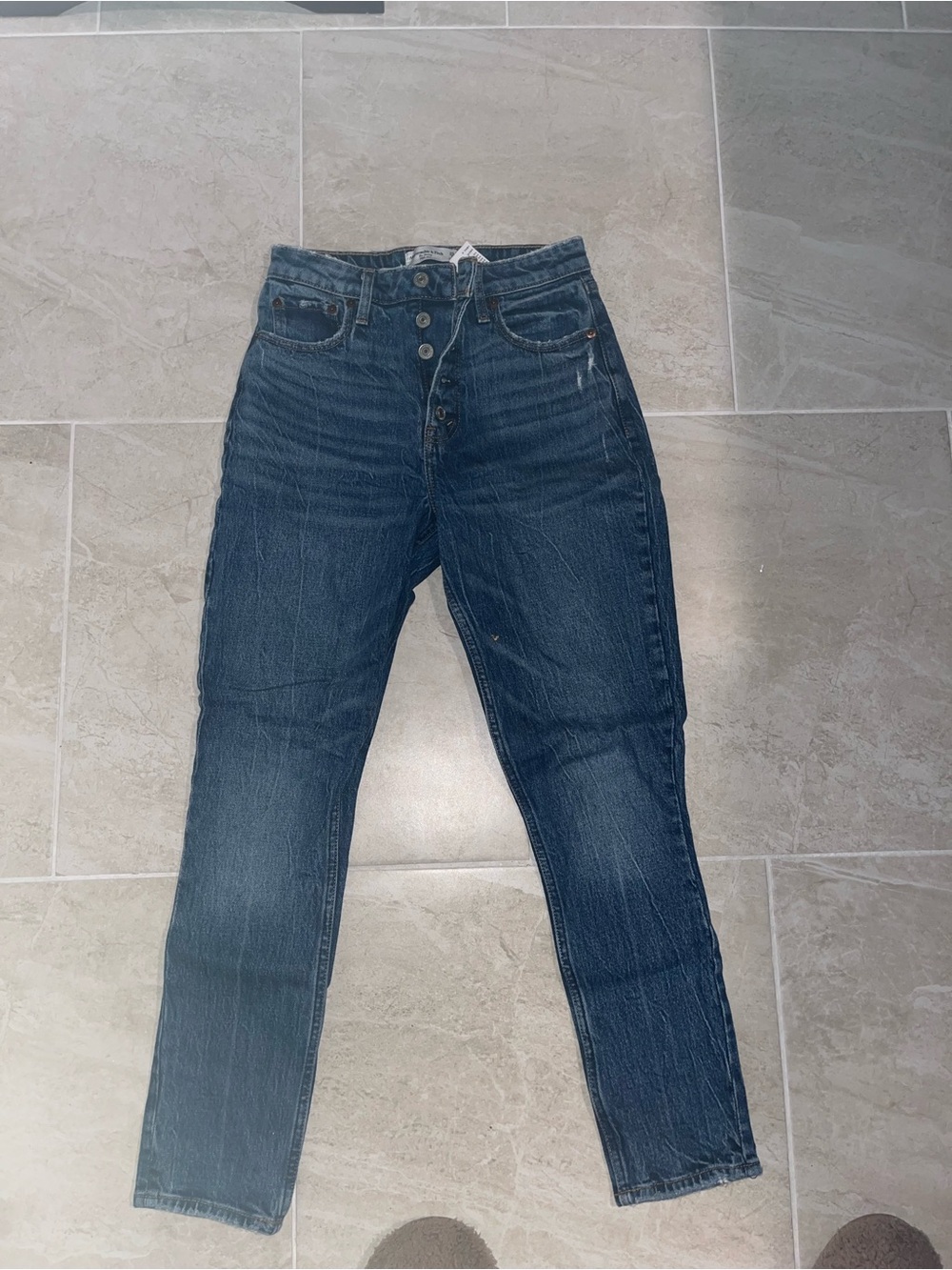 Abercrombie & Fitch Indigo Wash Straight-Leg Jeans